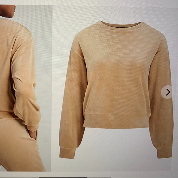 Velour Tan Camel Gold Express sweatshirt  New with tag - Picture 3 of 3